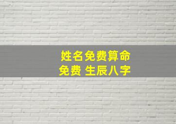 姓名免费算命免费 生辰八字